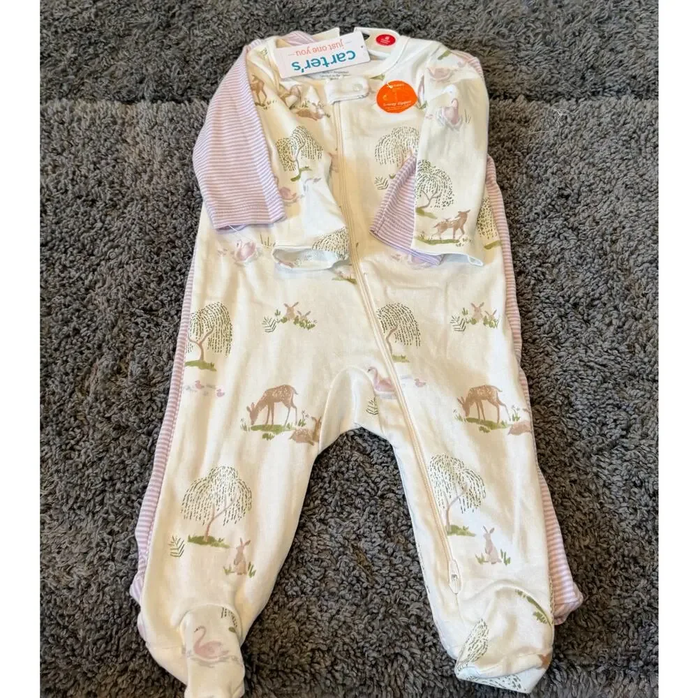 2-Pack Carter's Girls Romper/Sleeper Set. Deer.‎ NWT. 6M